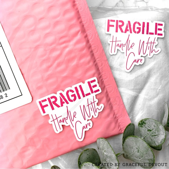 FRAGILE Handle With Care- (Pink Sticker) 2" (inches) (48ct.)  [GD57-48] - Picture 2 of 5